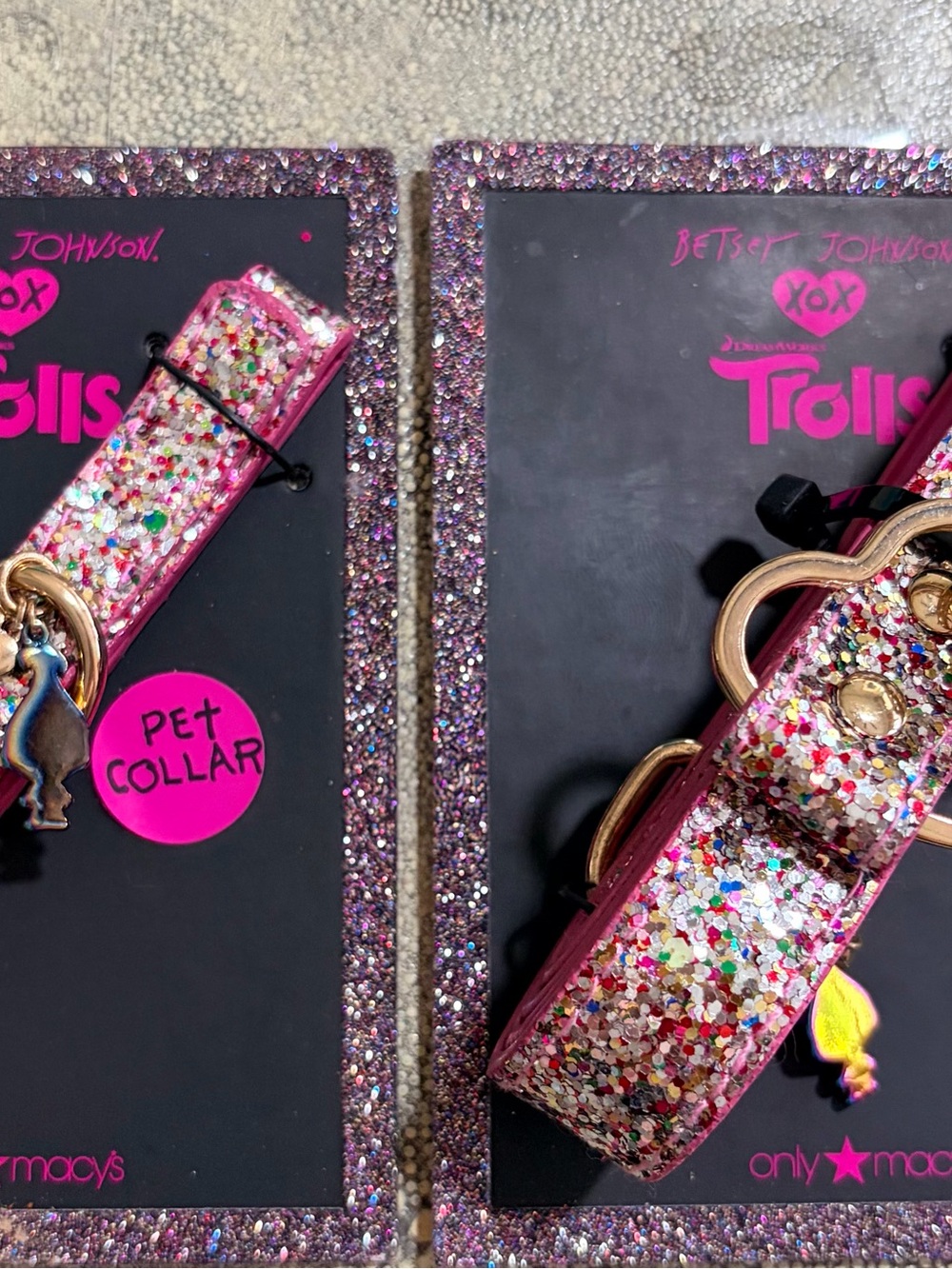 Betsey Johnson XOX Trolls Glitter Pet Collar and matching leash NWT
